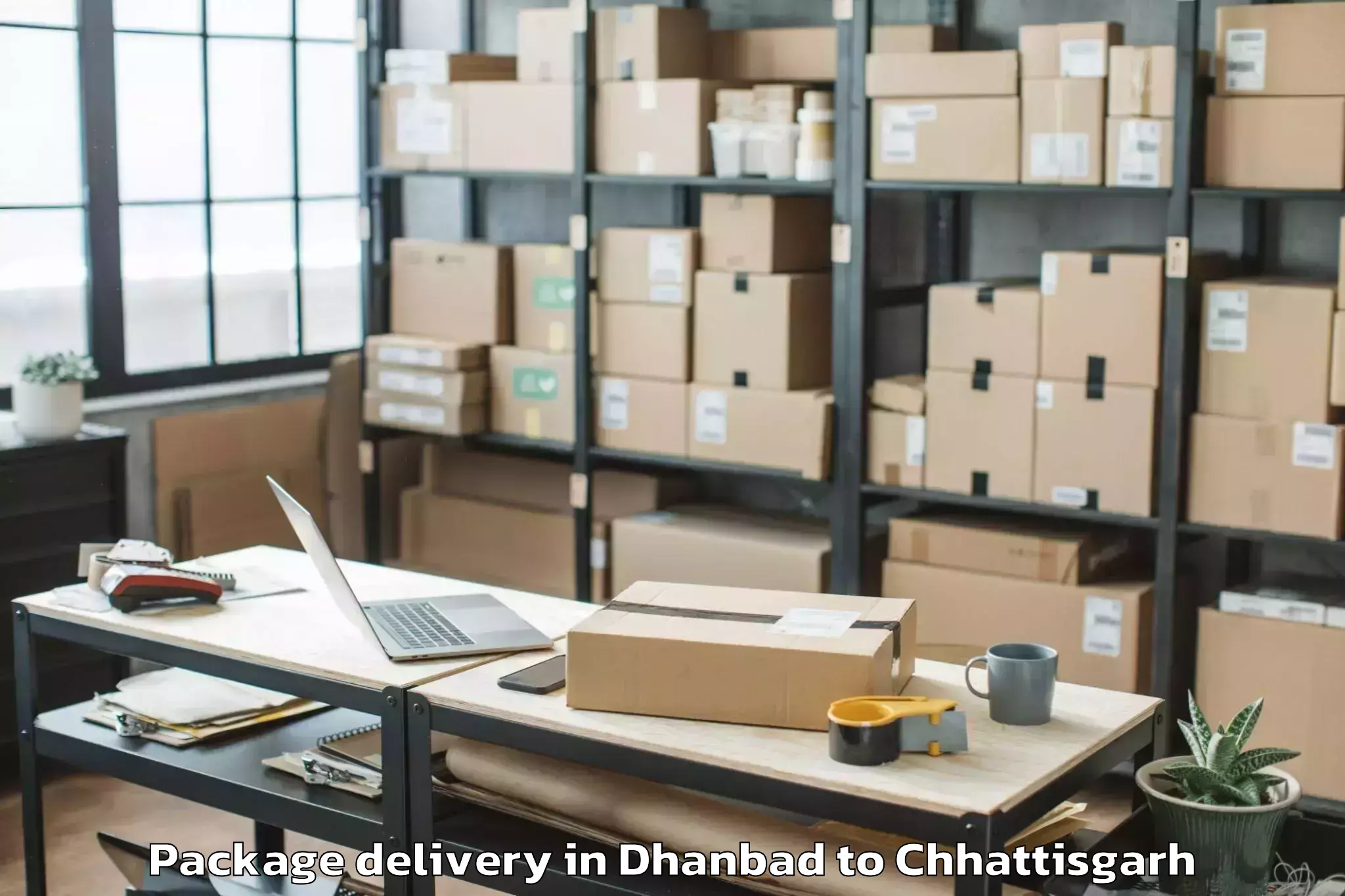 Book Your Dhanbad to Op Jindal University Raigarh Package Delivery Today